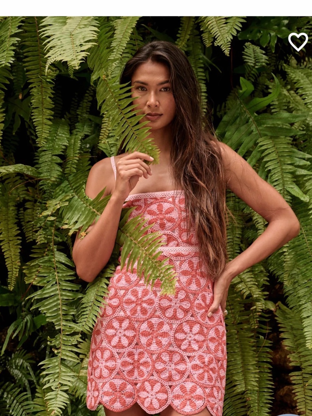 Women’s Pink and Red Crochet Mini Dress